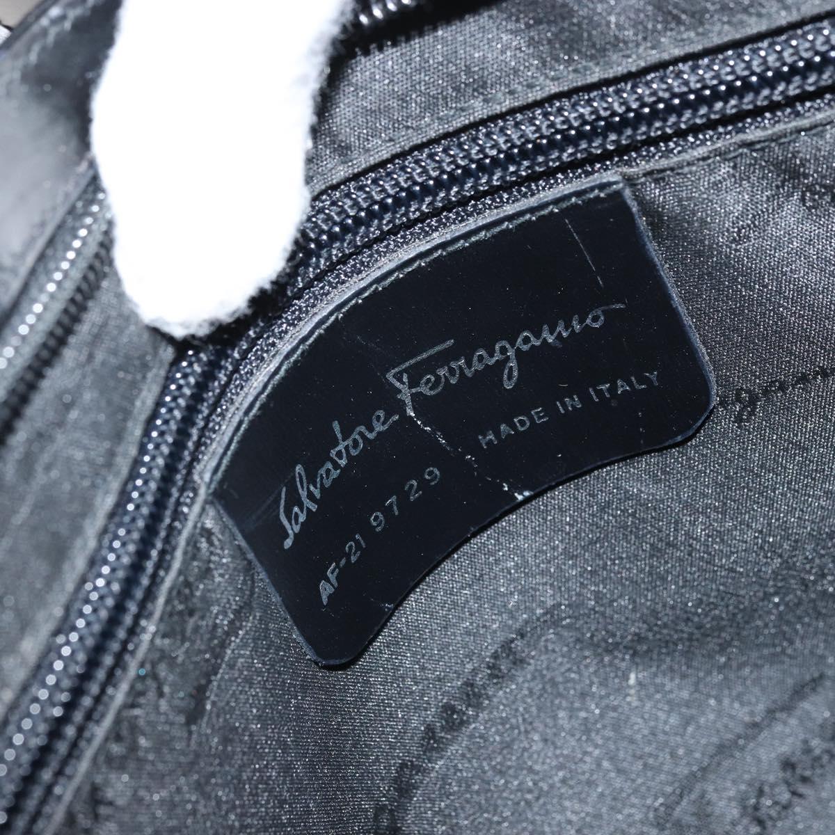 Salvatore Ferragamo Shoulder Bag Patent leather Black Silver Auth bs33174