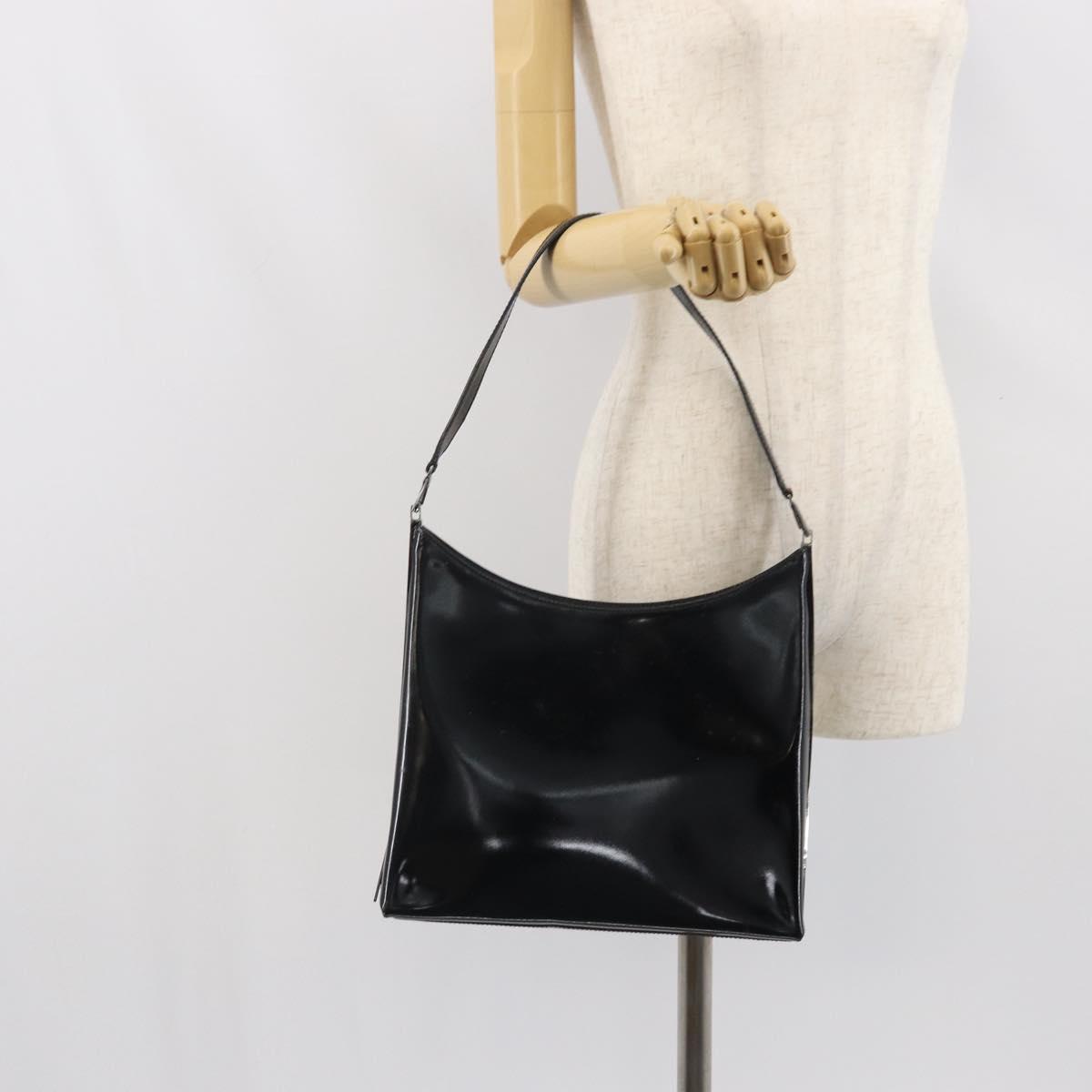 Salvatore Ferragamo Shoulder Bag Patent leather Black Silver Auth bs33174