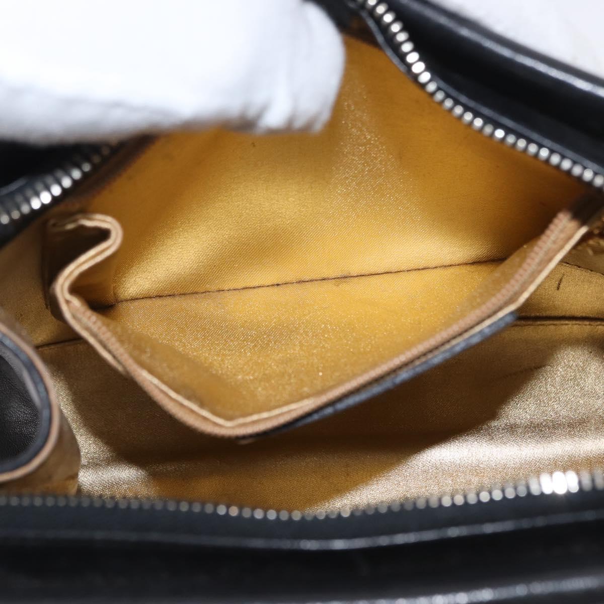 Salvatore Ferragamo Chain Shoulder Bag Leather Black Gold Auth bs33175