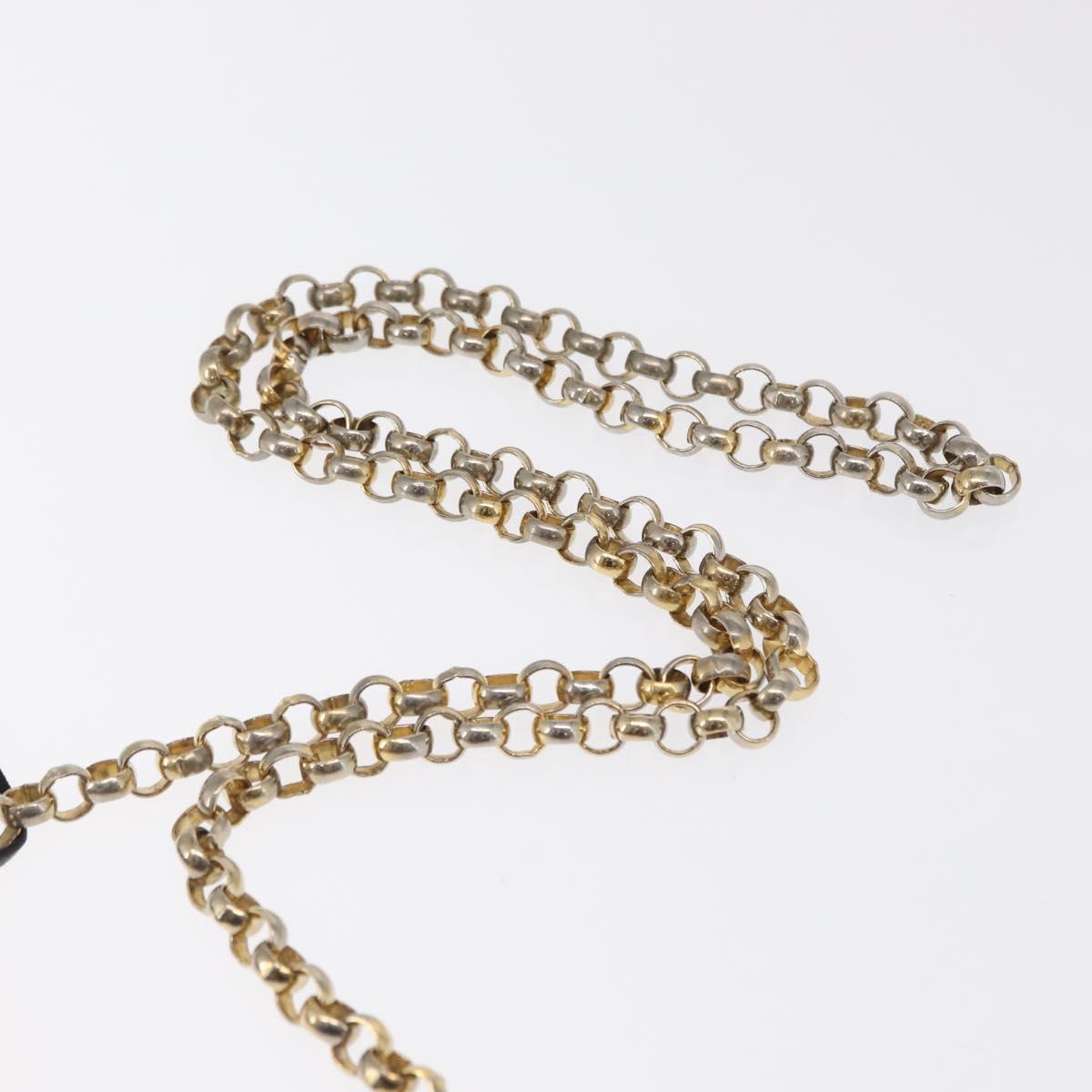 Salvatore Ferragamo Chain Shoulder Bag Leather Black Gold Auth bs33175