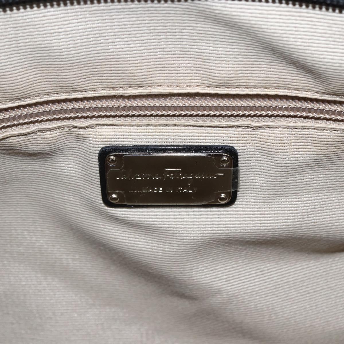 Salvatore Ferragamo Tote Bag Patent leather Black Silver Auth bs33176