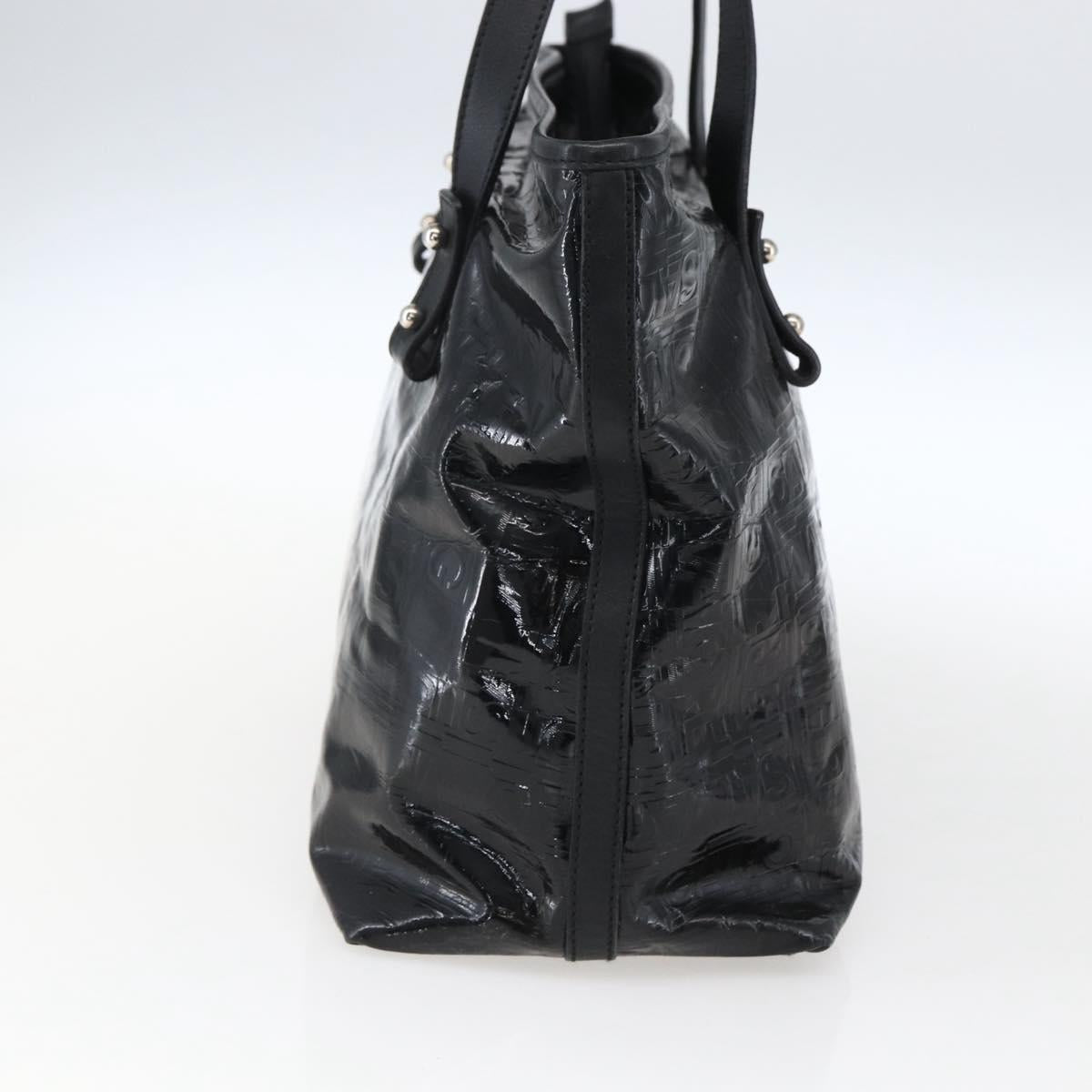Salvatore Ferragamo Tote Bag Patent leather Black Silver Auth bs33176