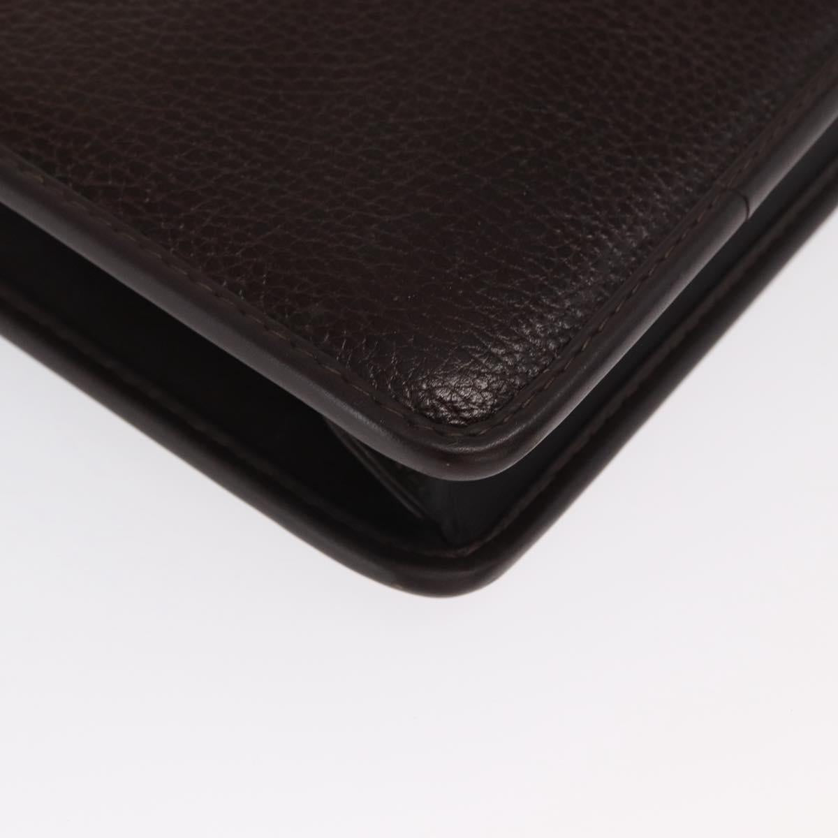 Gianni Versace Business Bag Leather Brown Gold Auth bs33178