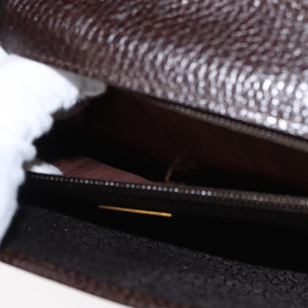 Gianni Versace Business Bag Leather Brown Gold Auth bs33178