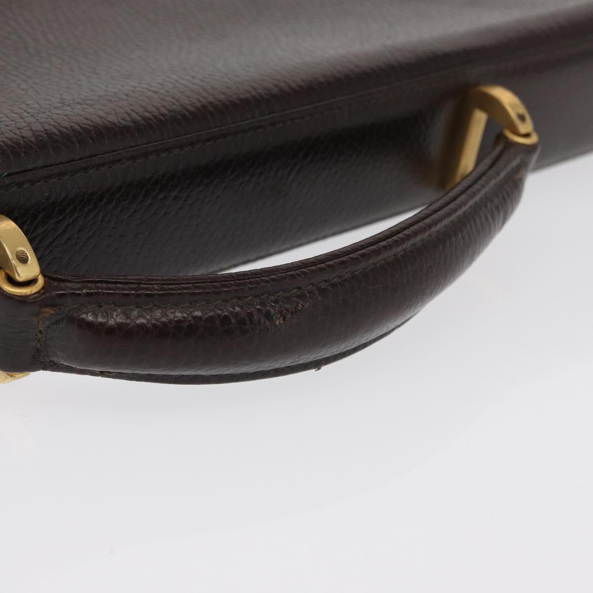 Gianni Versace Business Bag Leather Brown Gold Auth bs33178
