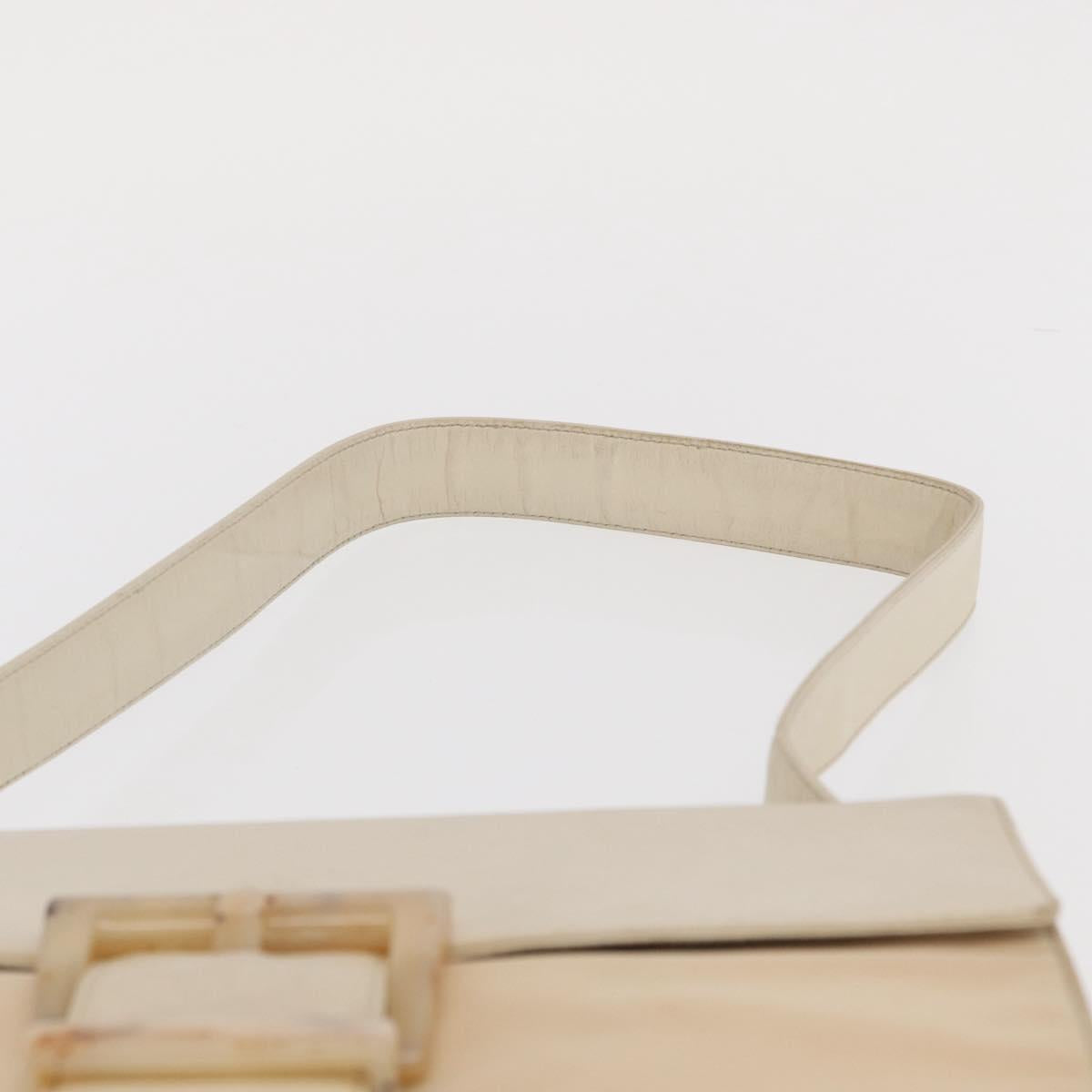 PRADA Shoulder Bag Nylon Beige Silver Auth bs33180