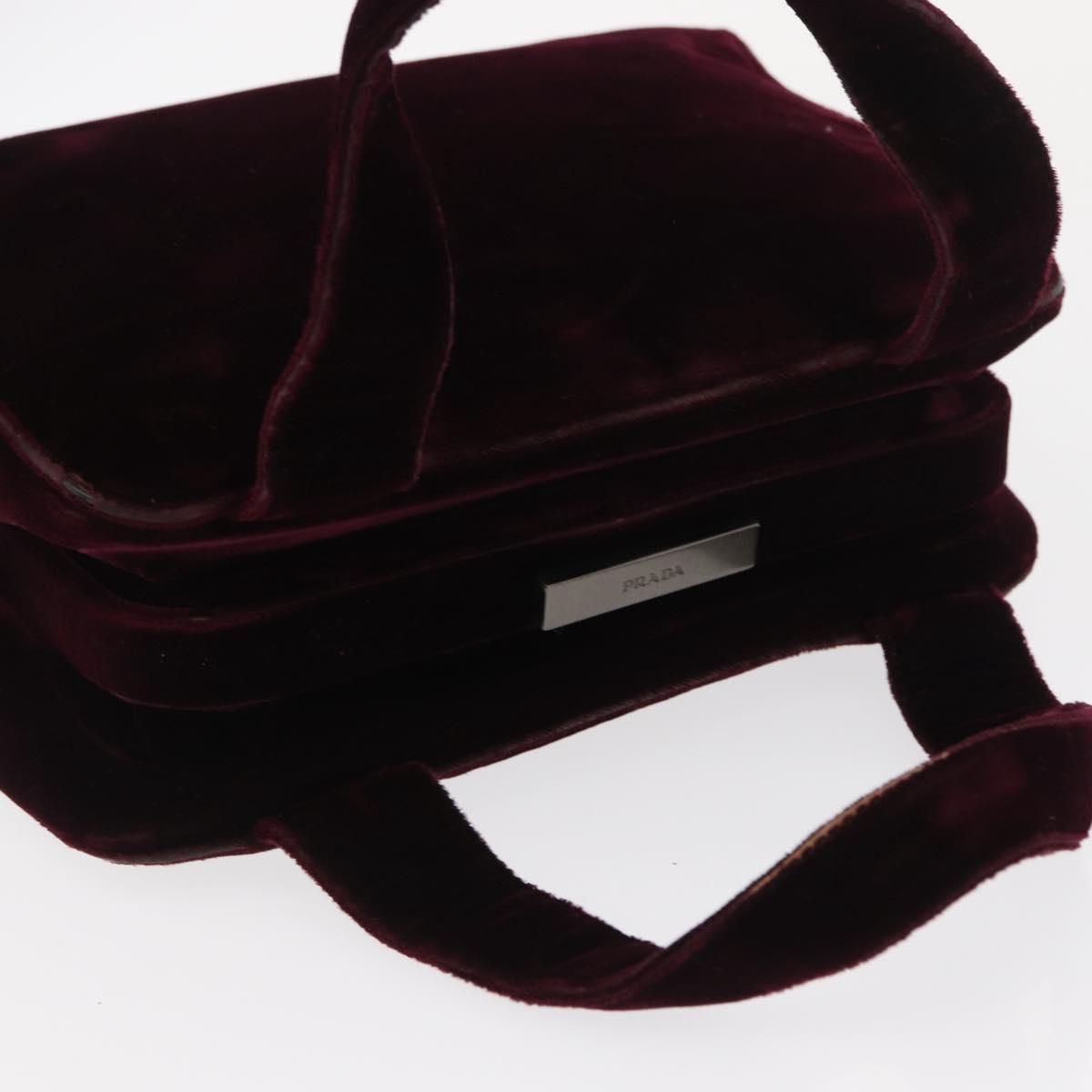 PRADA Hand Bag Velor Purple Silver Auth bs33182