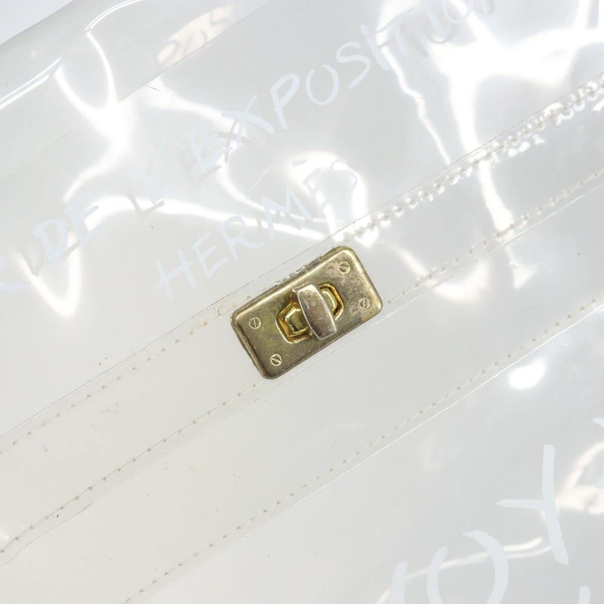 HERMES Vinyl Kelly Hand Bag Vinyl Clear Auth bs33185