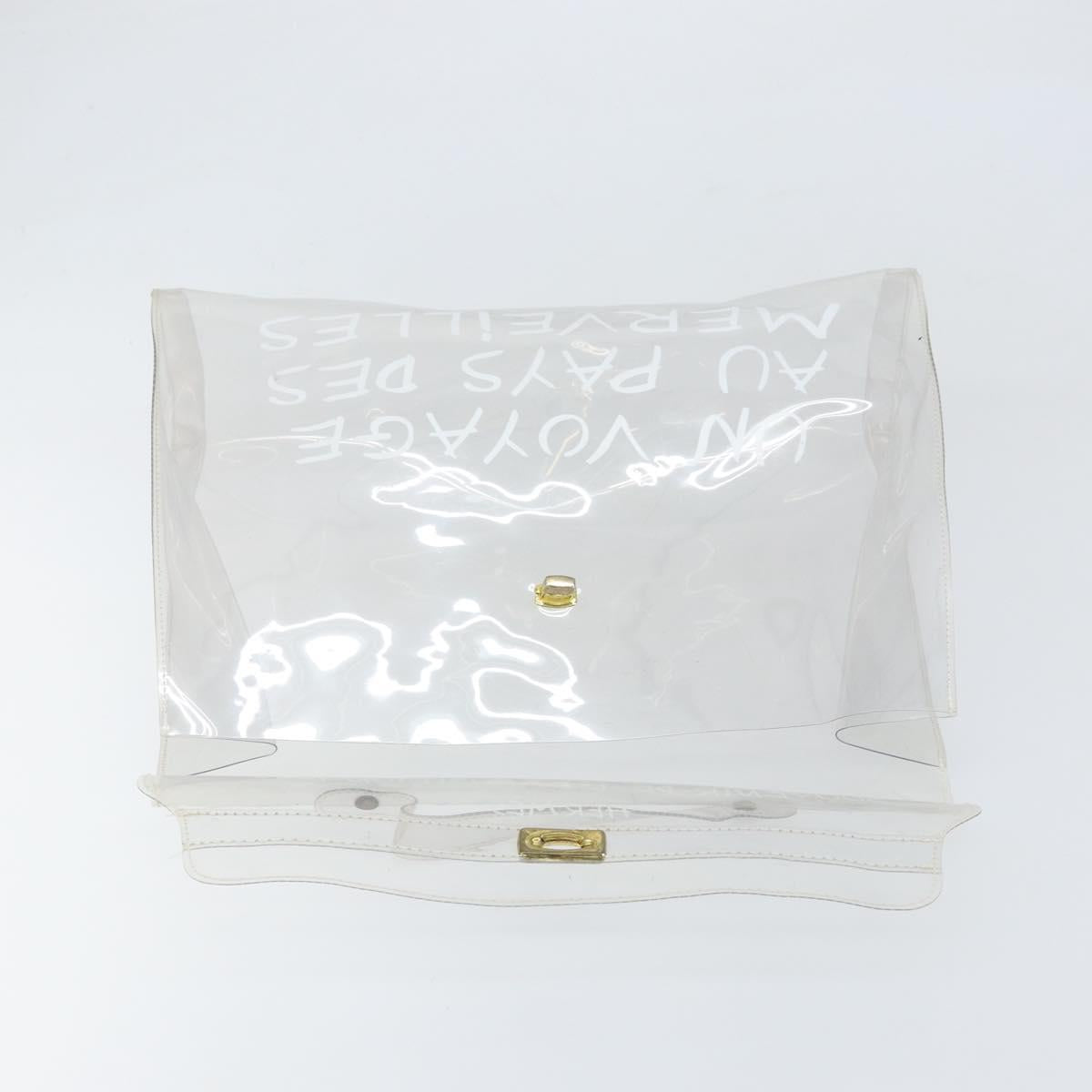 HERMES Vinyl Kelly Hand Bag Vinyl Clear Auth bs33185
