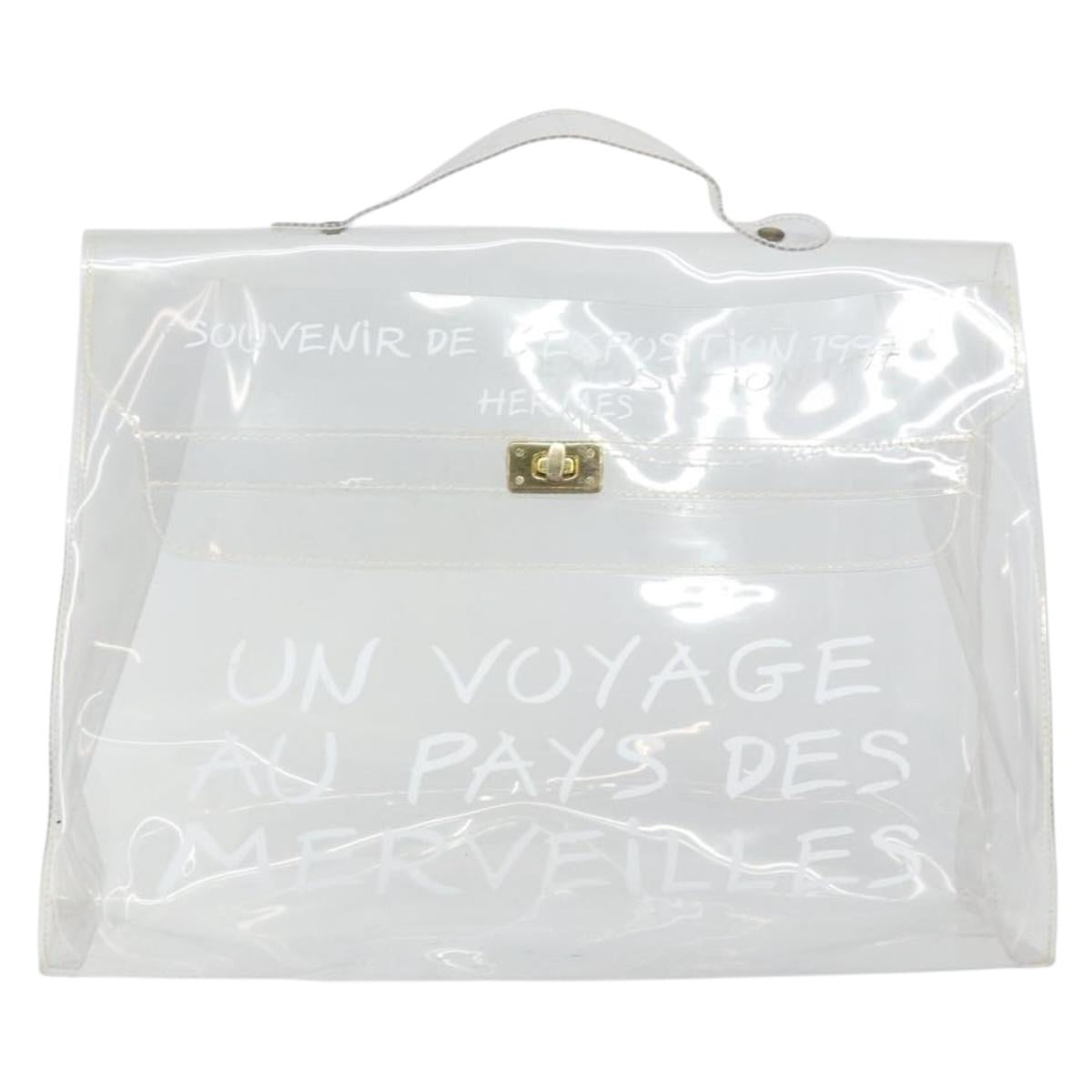 HERMES Vinyl Kelly Hand Bag Vinyl Clear Auth bs33185
