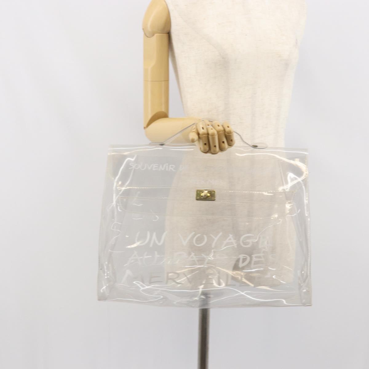 HERMES Vinyl Kelly Hand Bag Vinyl Clear Auth bs33185