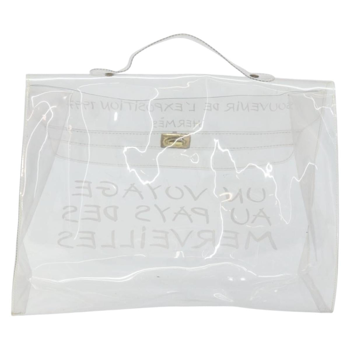 HERMES Vinyl Kelly Hand Bag Vinyl Clear Auth bs33185