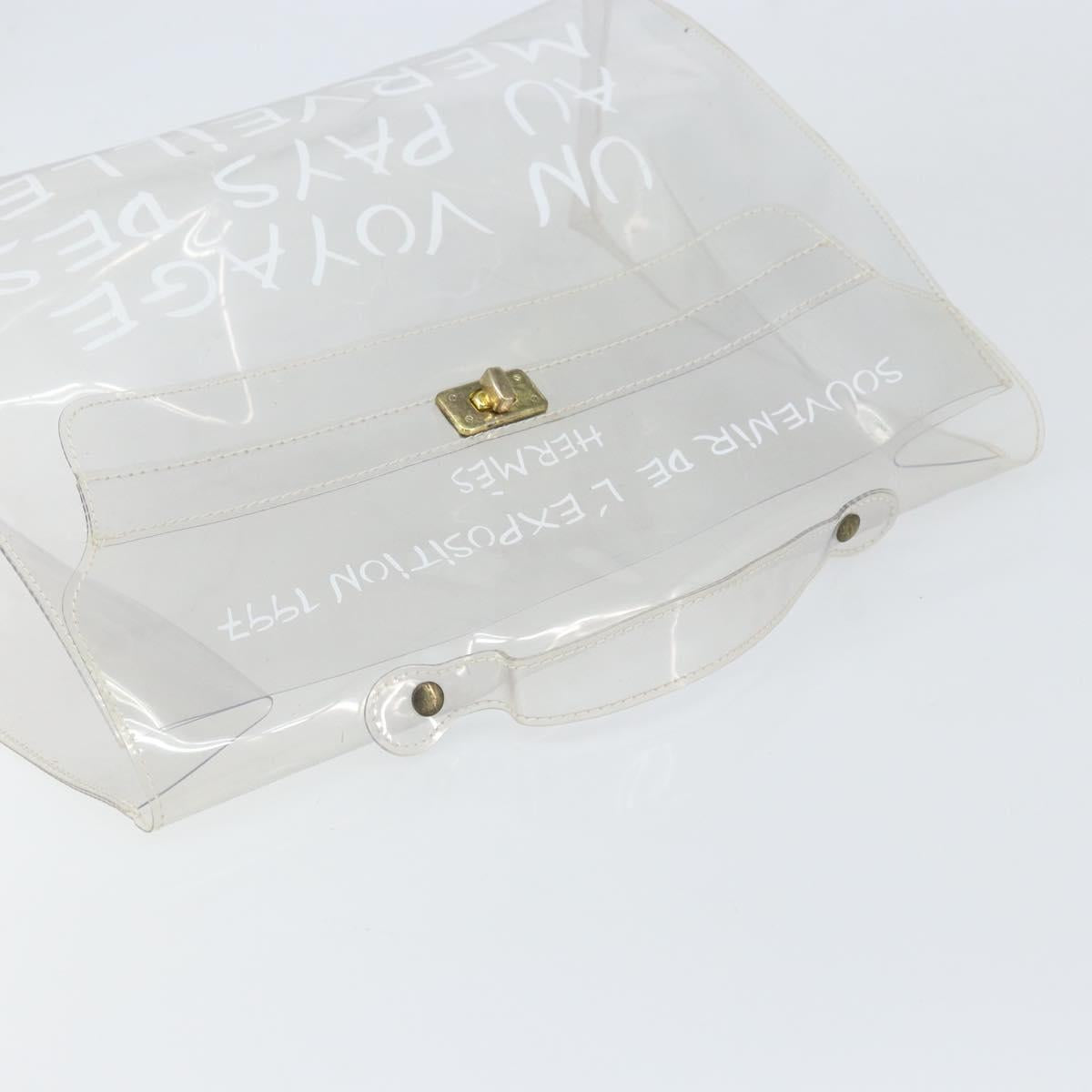 HERMES Vinyl Kelly Hand Bag Vinyl Clear Auth bs33185
