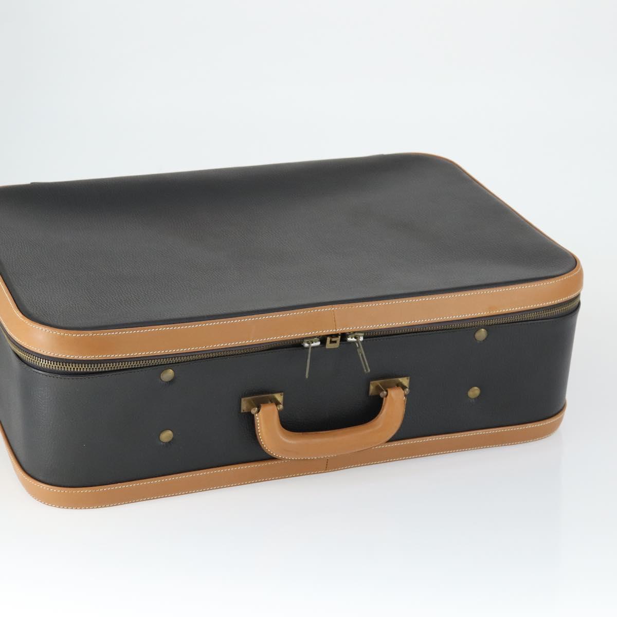 HERMES Trunk Leather Black Auth bs33187