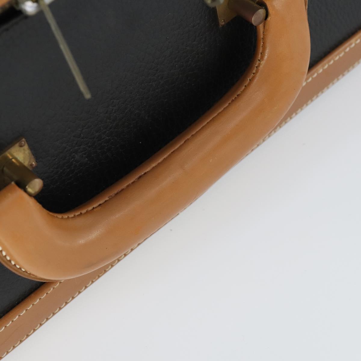 HERMES Trunk Leather Black Auth bs33187