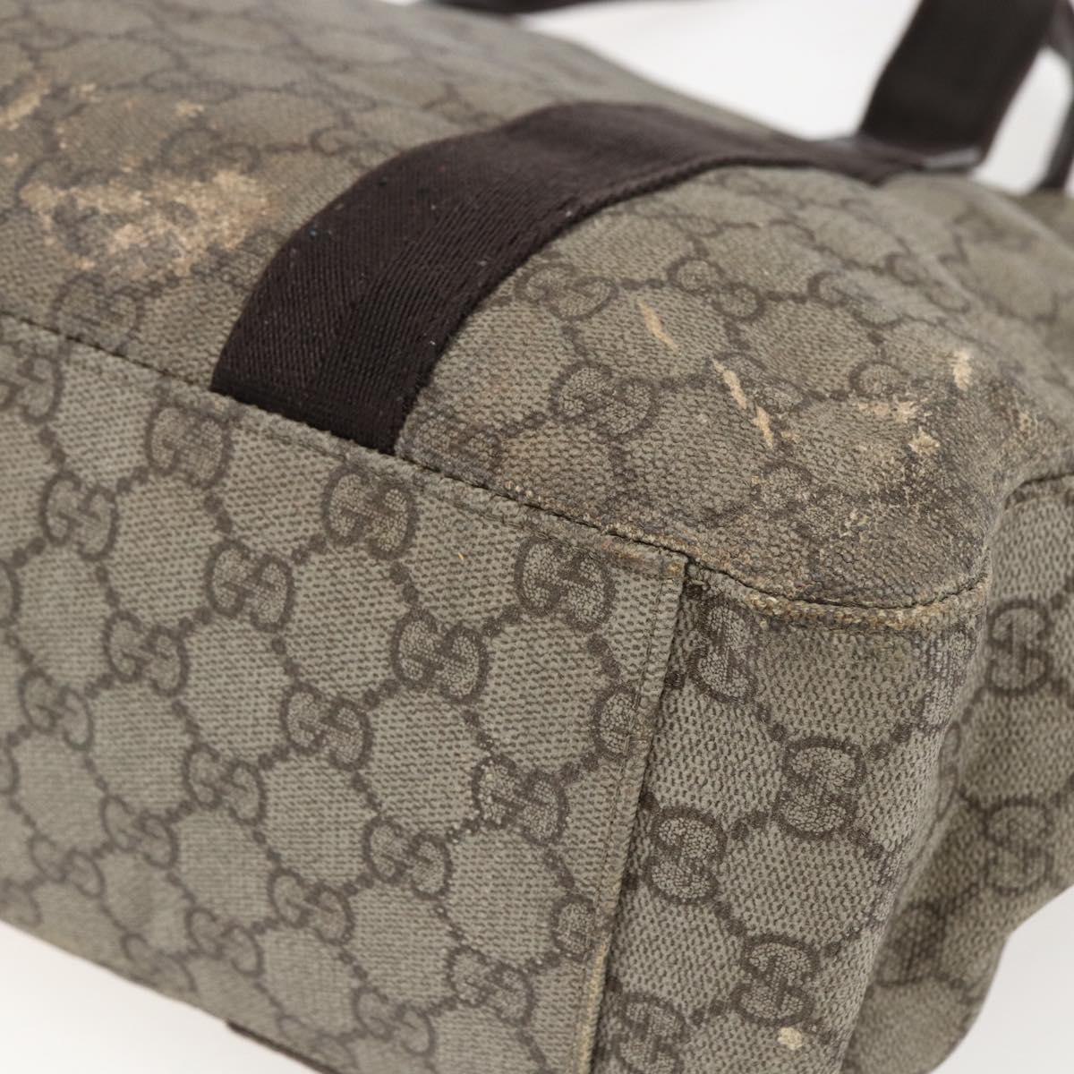 GUCCI GG Supreme Tote Bag PVC Beige Silver 141624 Auth bs33190