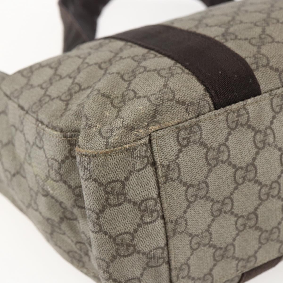 GUCCI GG Supreme Tote Bag PVC Beige Silver 141624 Auth bs33190