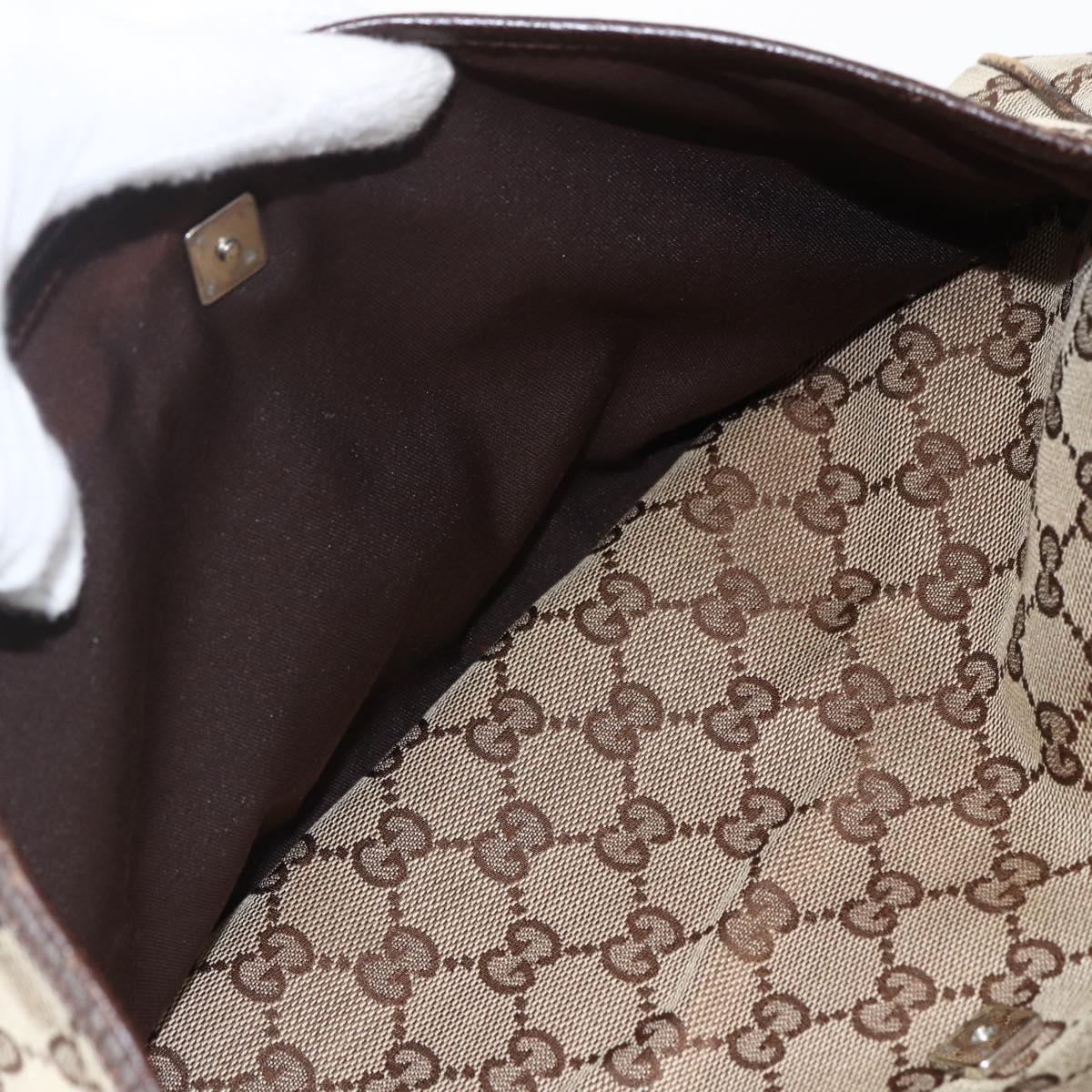 GUCCI GG Canvas Web Sherry Line Tote Bag Beige Silver Red 145758 Auth bs33193