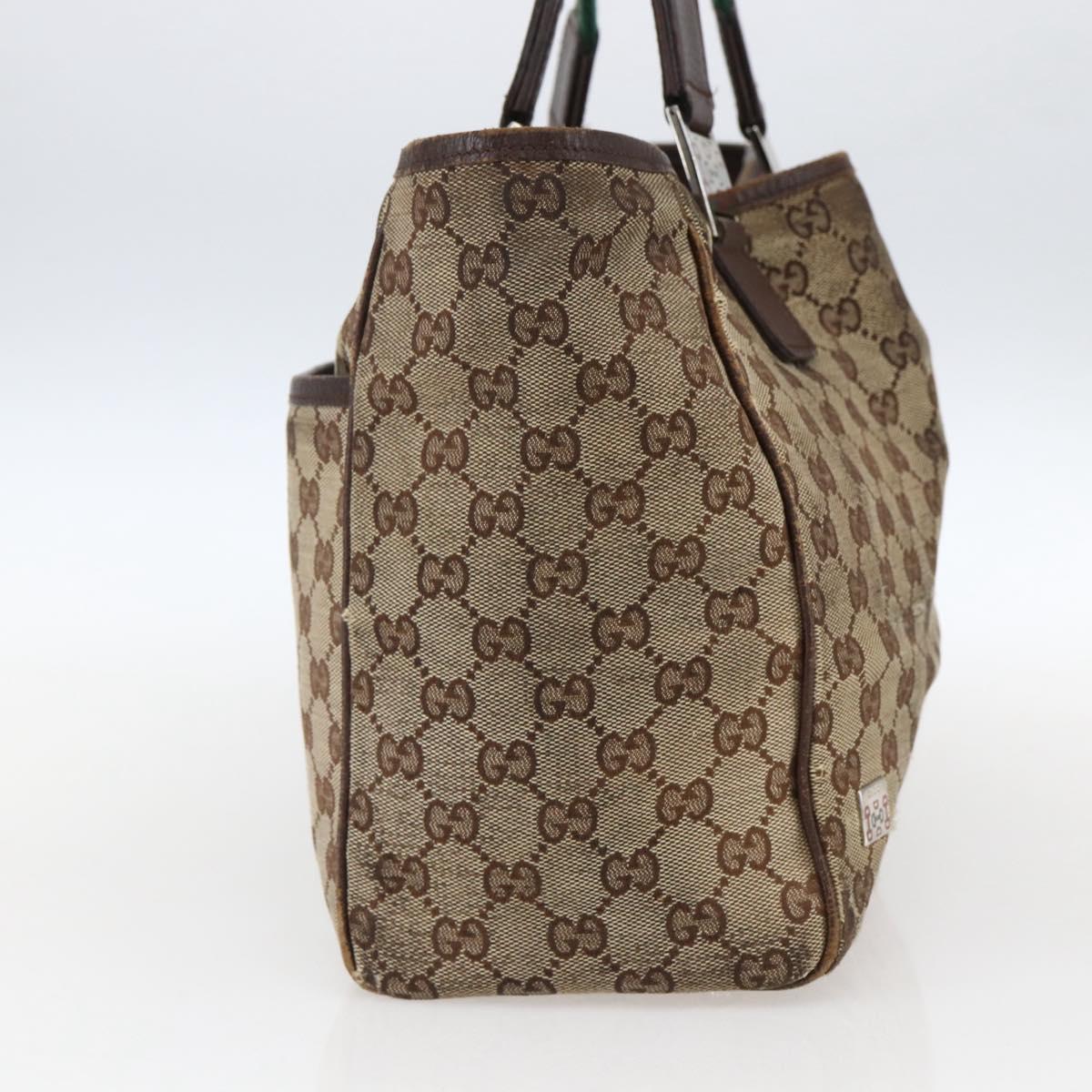 GUCCI GG Canvas Web Sherry Line Tote Bag Beige Silver Red 145758 Auth bs33193