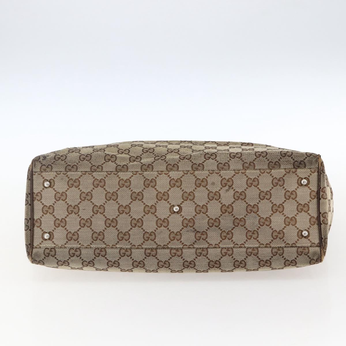 GUCCI GG Canvas Web Sherry Line Tote Bag Beige Silver Red 145758 Auth bs33193