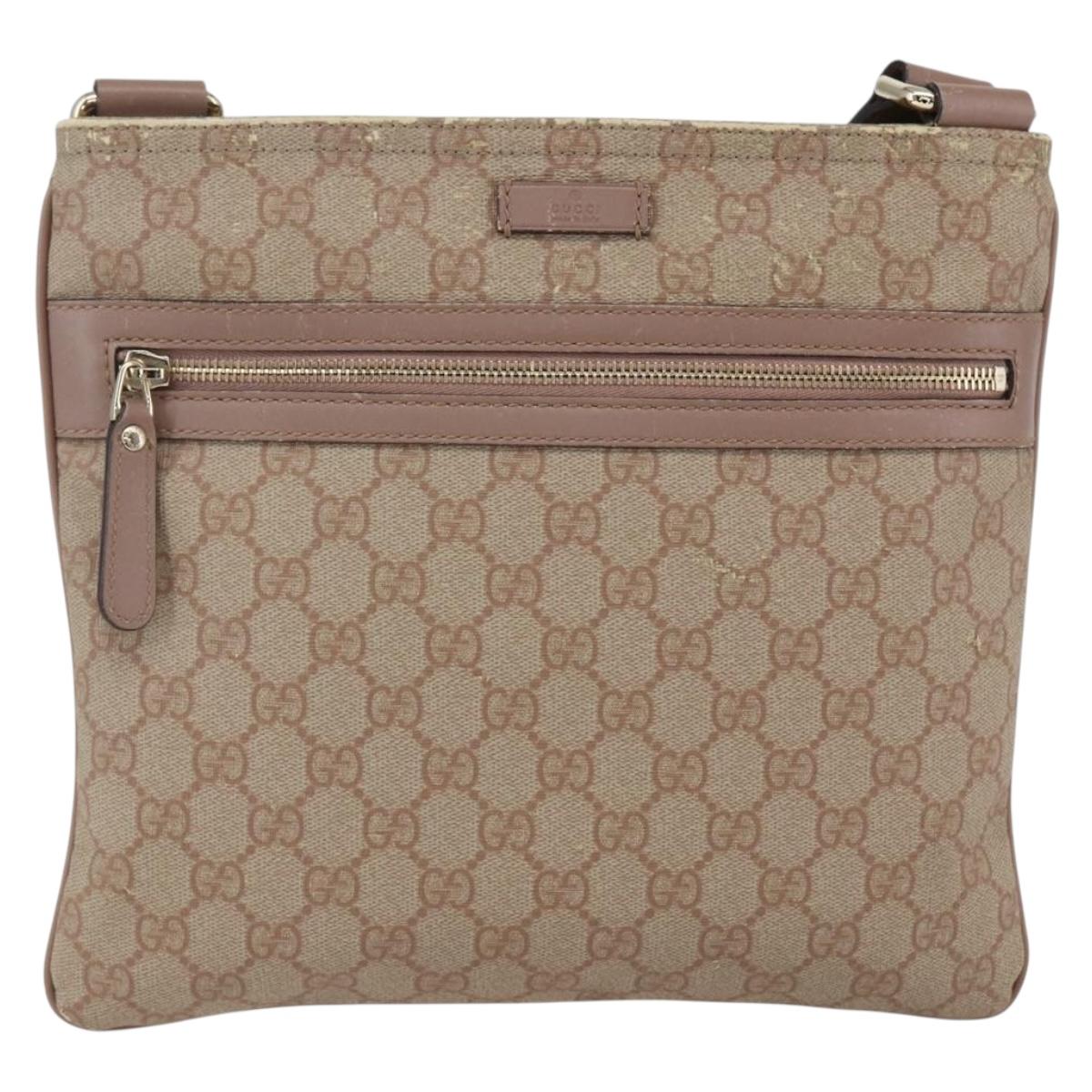 GUCCI GG Supreme Shoulder Bag PVC Pink Gold 295257 Auth bs33194