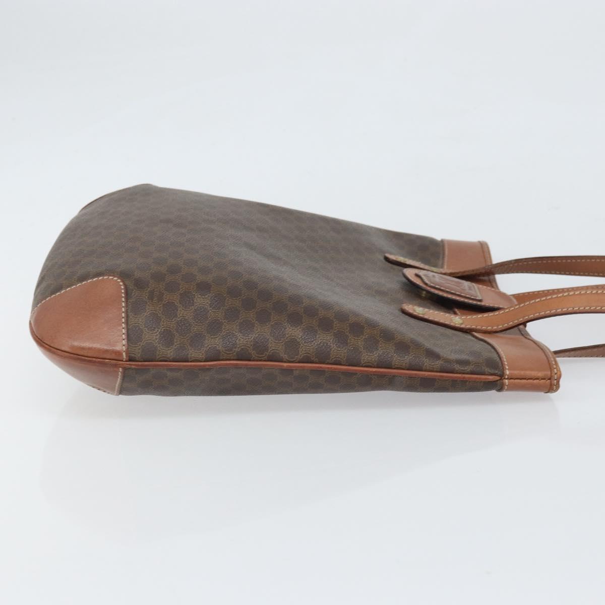 CELINE Macadam Canvas Tote Bag PVC Leather Brown Gold Auth bs33206