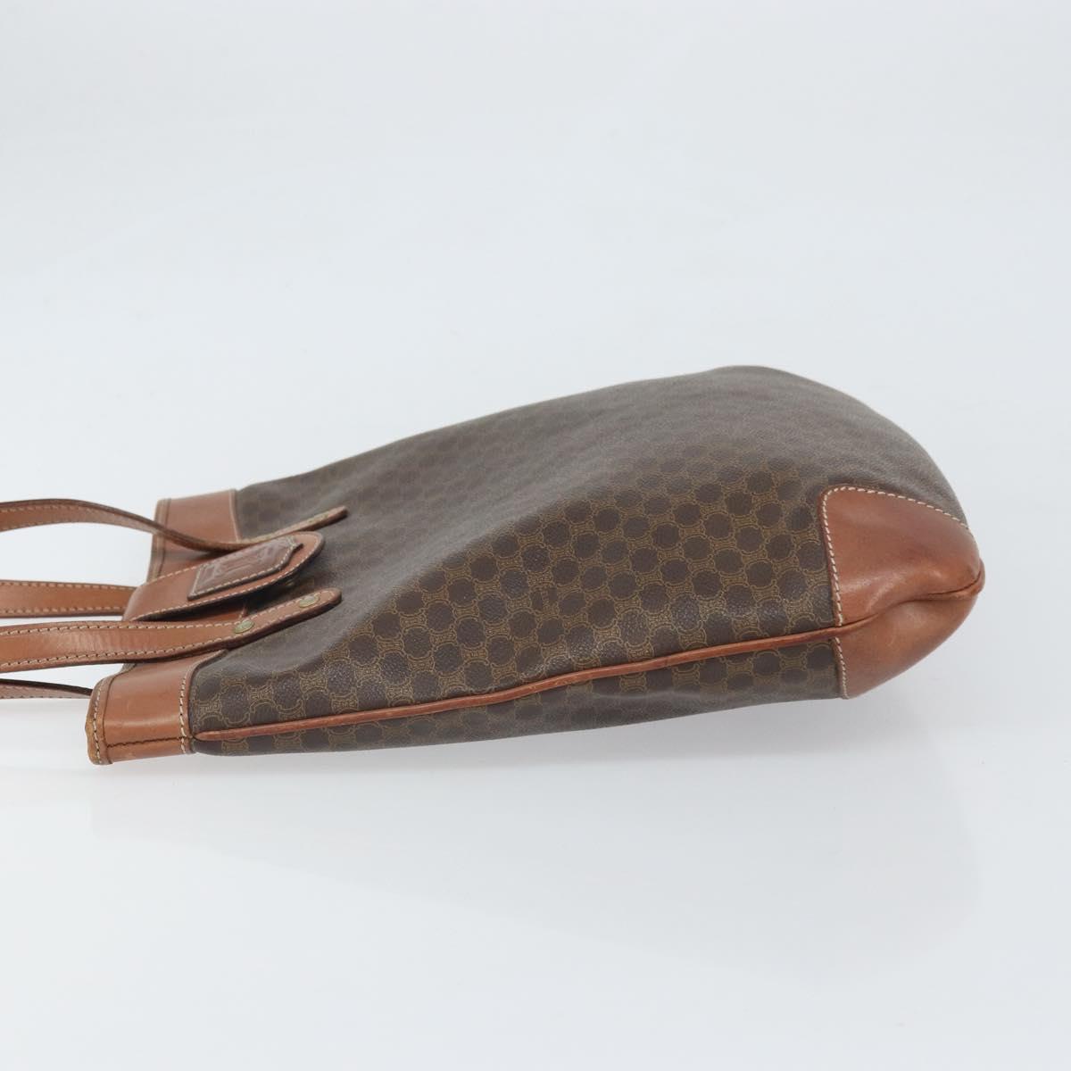 CELINE Macadam Canvas Tote Bag PVC Leather Brown Gold Auth bs33206