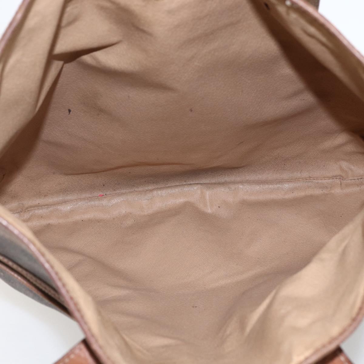 CELINE Macadam Canvas Tote Bag PVC Leather Brown Gold Auth bs33207