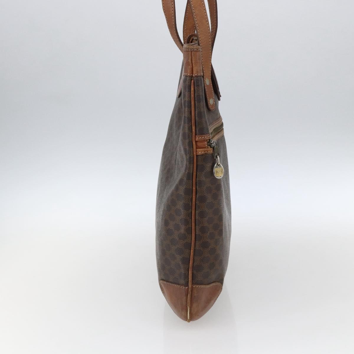 CELINE Macadam Canvas Tote Bag PVC Leather Brown Gold Auth bs33207