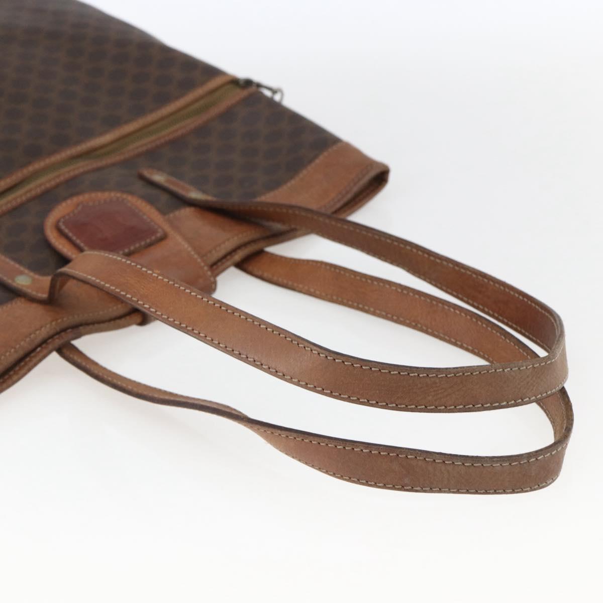 CELINE Macadam Canvas Tote Bag PVC Leather Brown Gold Auth bs33207