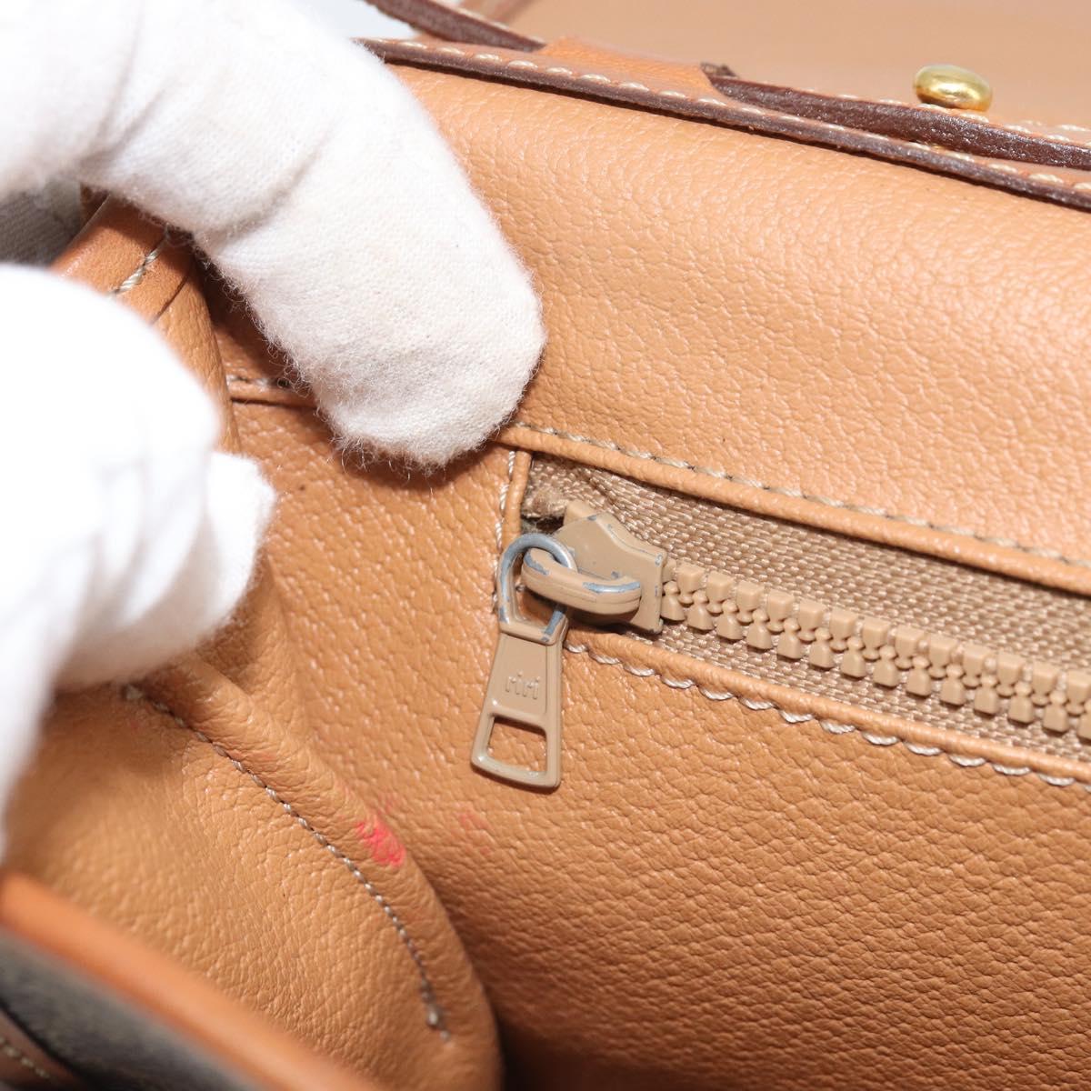CELINE Macadam Canvas Shoulder Bag PVC Leather Brown Gold Auth bs33208