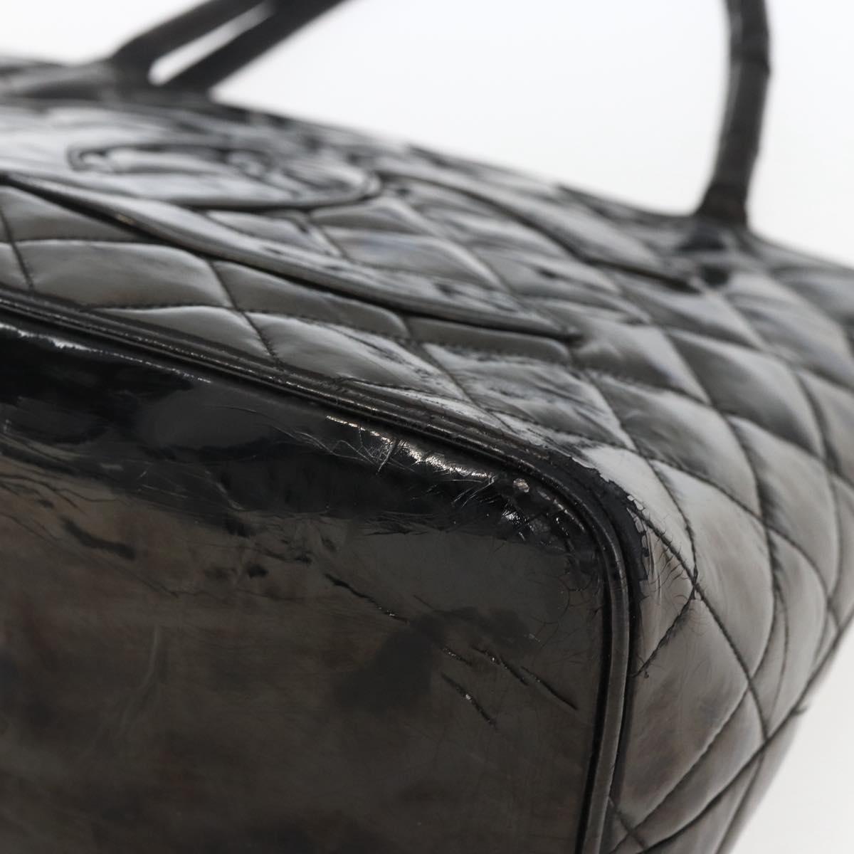 CHANEL Standard Tote Bag Patent leather Black CC Auth bs33216