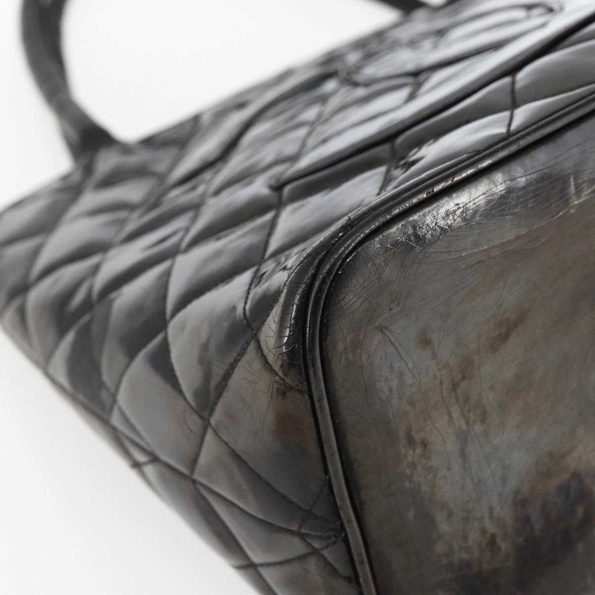 CHANEL Standard Tote Bag Patent leather Black CC Auth bs33216