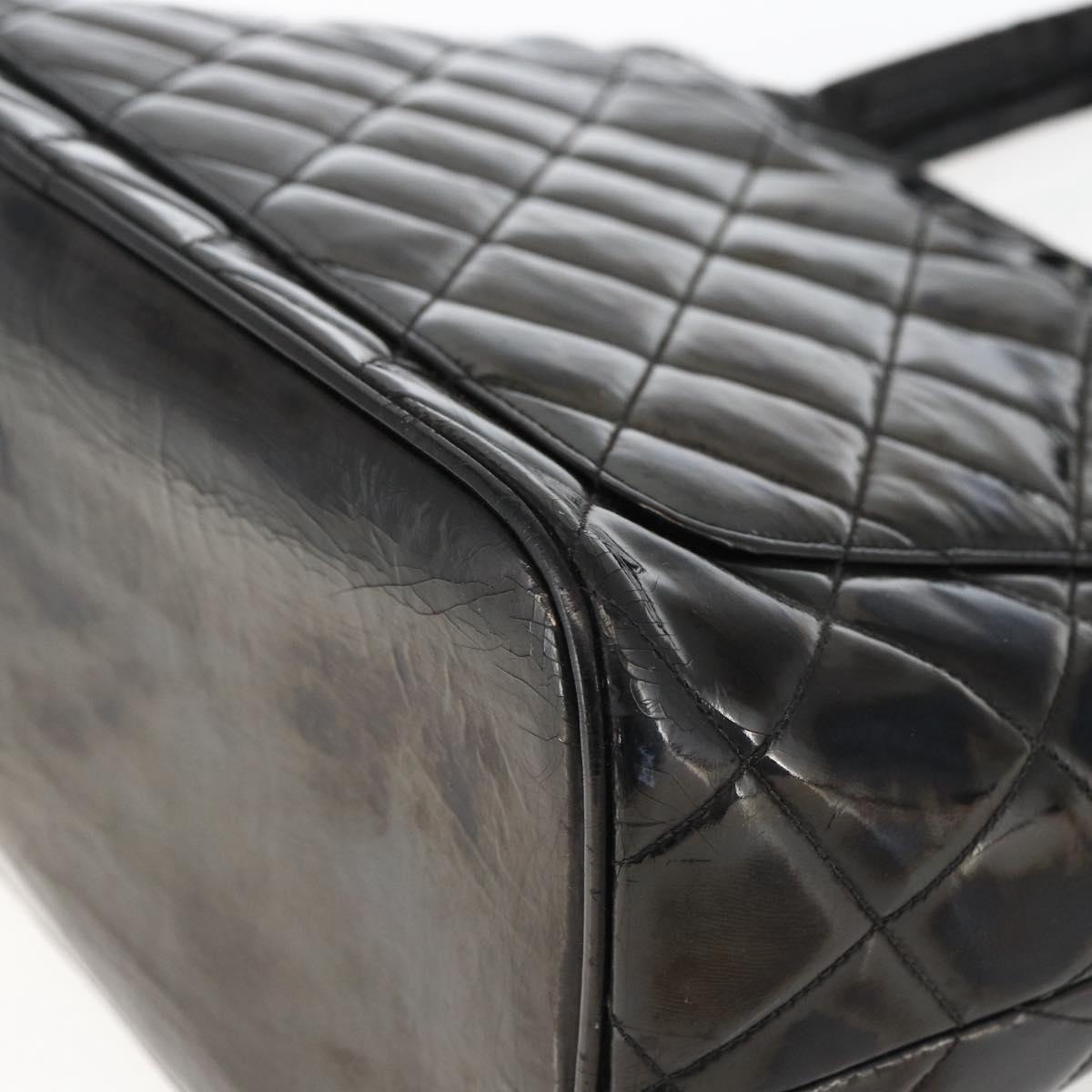 CHANEL Standard Tote Bag Patent leather Black CC Auth bs33216