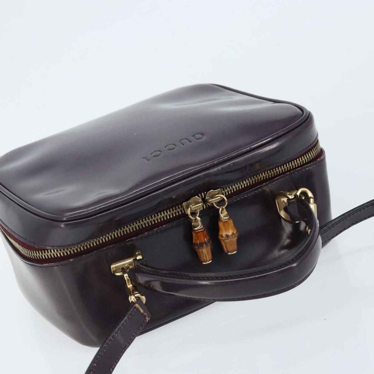 GUCCI Bamboo Hand Bag Patent leather 2way Purple Gold 000 270 0323 Auth bs33222