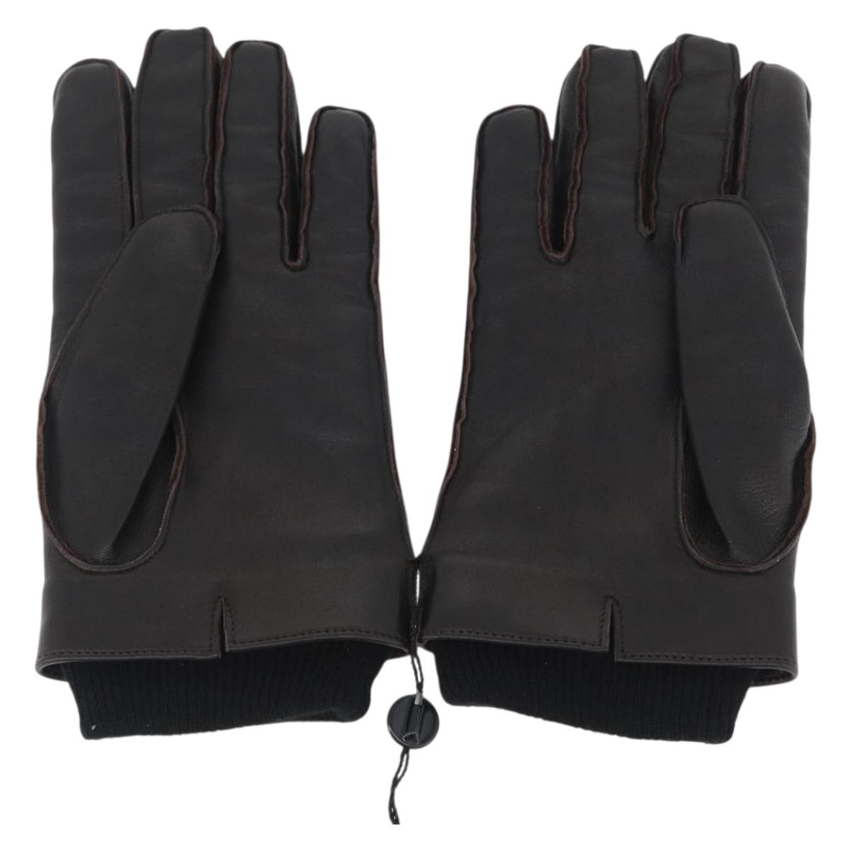 GUCCI Gloves Leather Black Auth bs33223