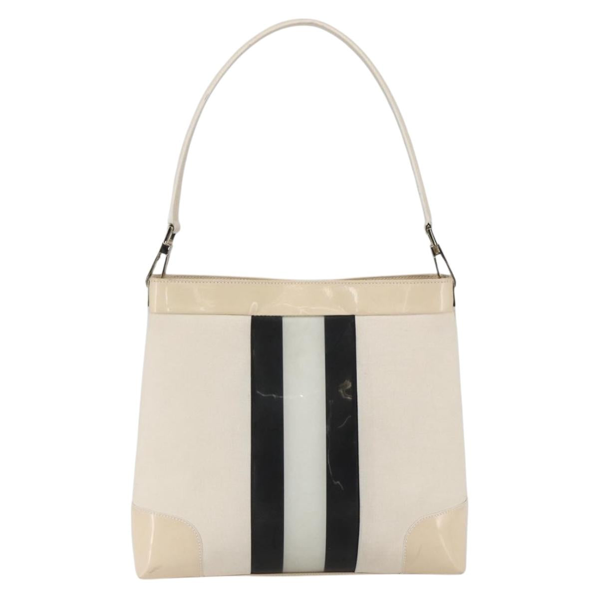 GUCCI Shoulder Bag Canvas White Gold 001 4231 Auth bs33225