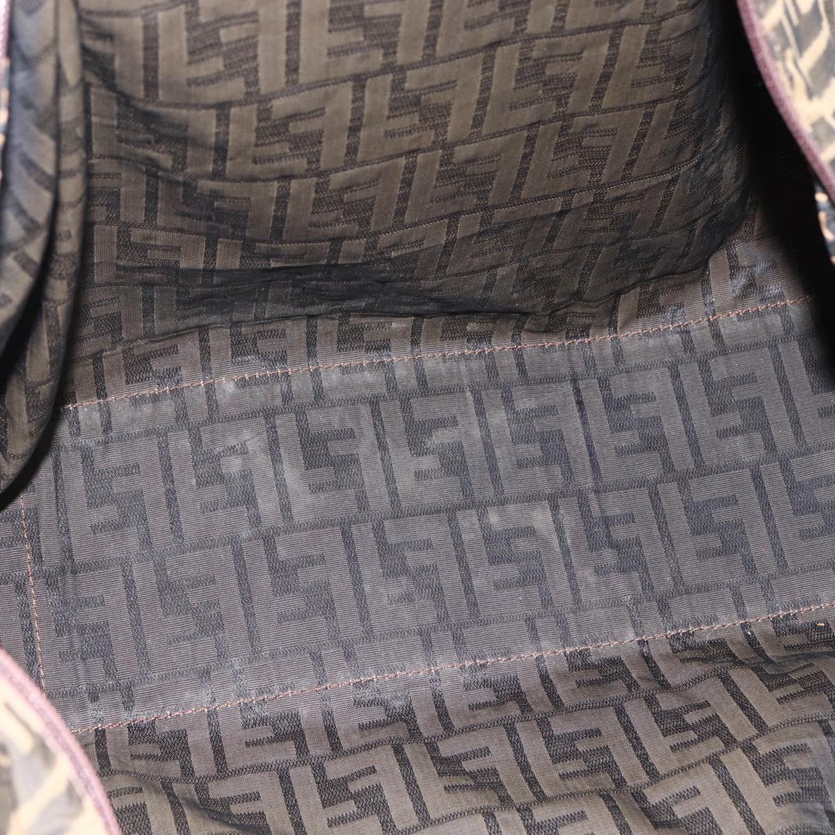 FENDI Zucca Canvas Boston Bag Brown Black Auth bs33227