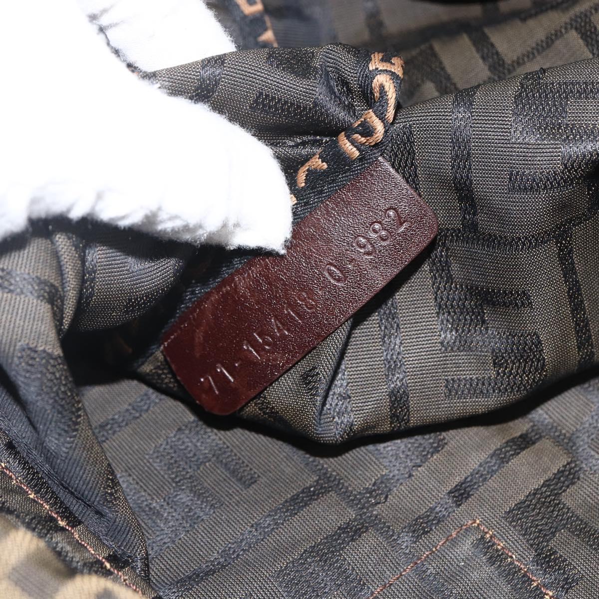 FENDI Zucca Canvas Boston Bag Brown Black Auth bs33227