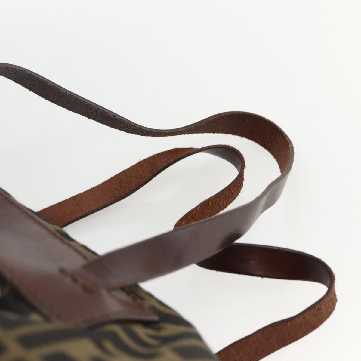 FENDI Zucca Canvas Boston Bag Brown Black Auth bs33227