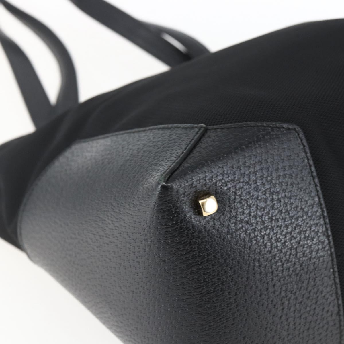 Salvatore Ferragamo Tote Bag Canvas Black Gold Auth bs33228