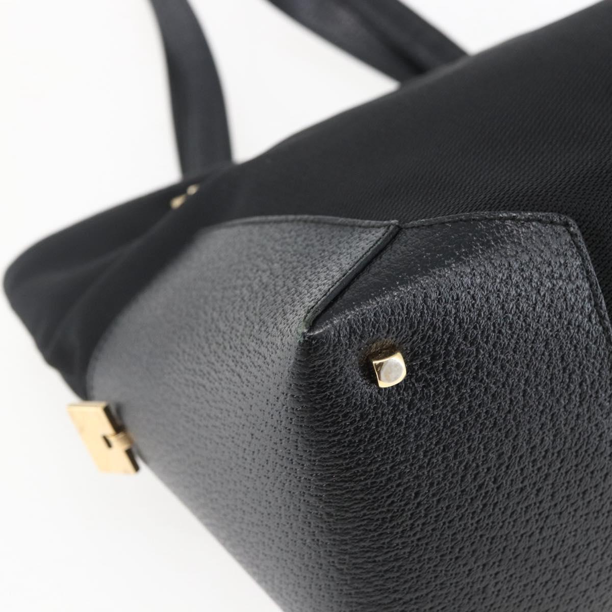 Salvatore Ferragamo Tote Bag Canvas Black Gold Auth bs33228