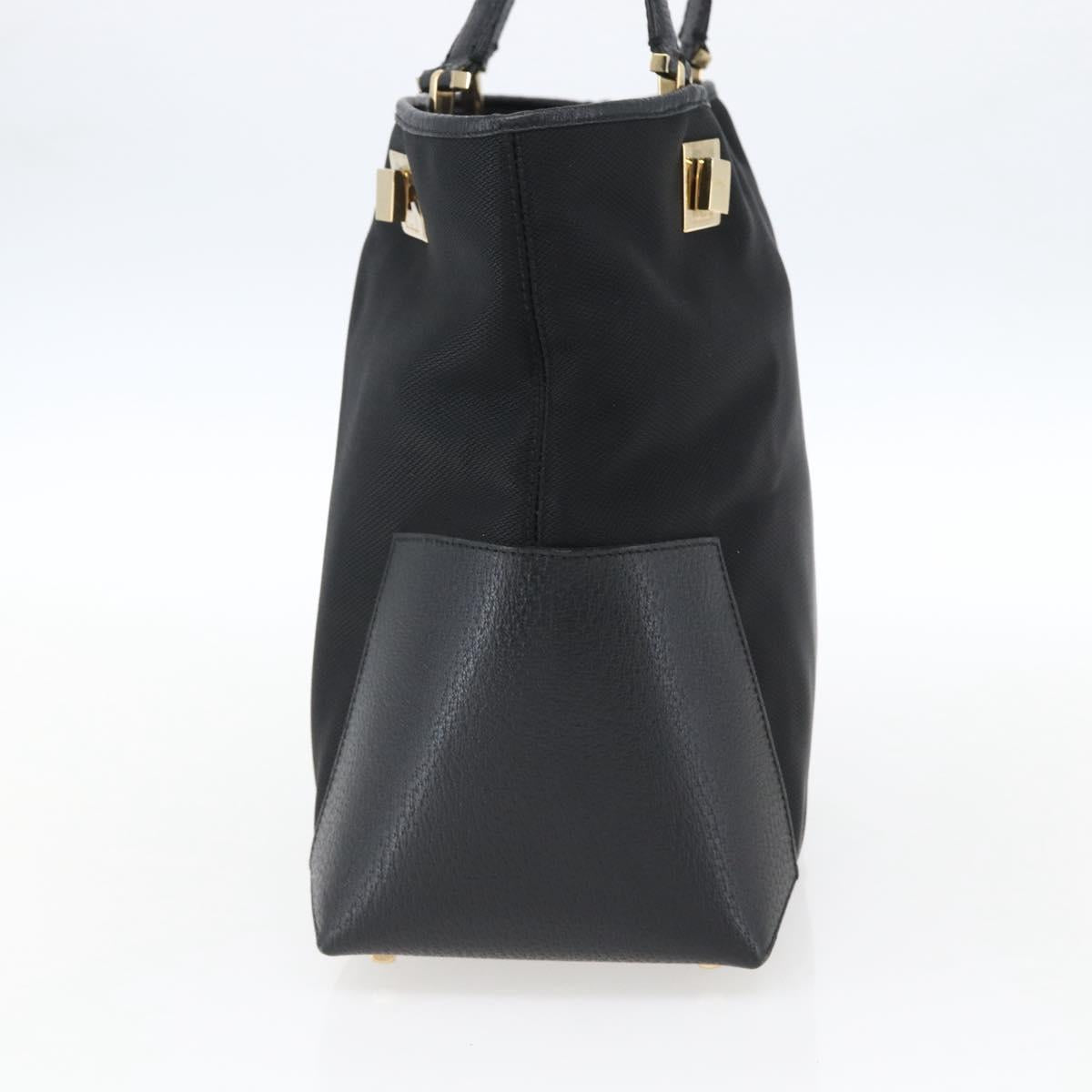 Salvatore Ferragamo Tote Bag Canvas Black Gold Auth bs33228