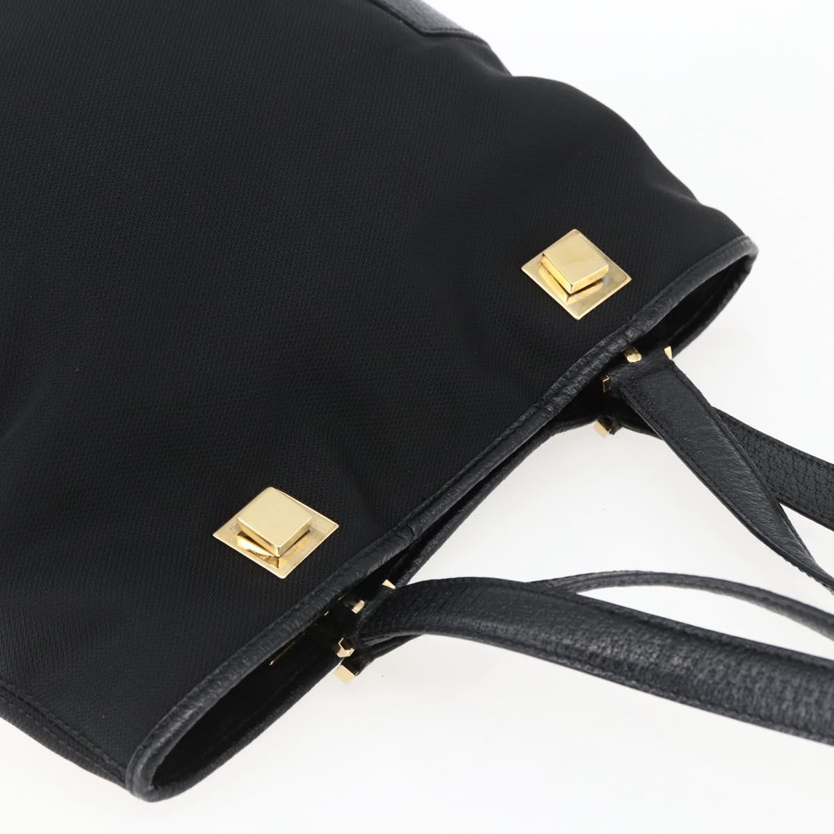 Salvatore Ferragamo Tote Bag Canvas Black Gold Auth bs33228
