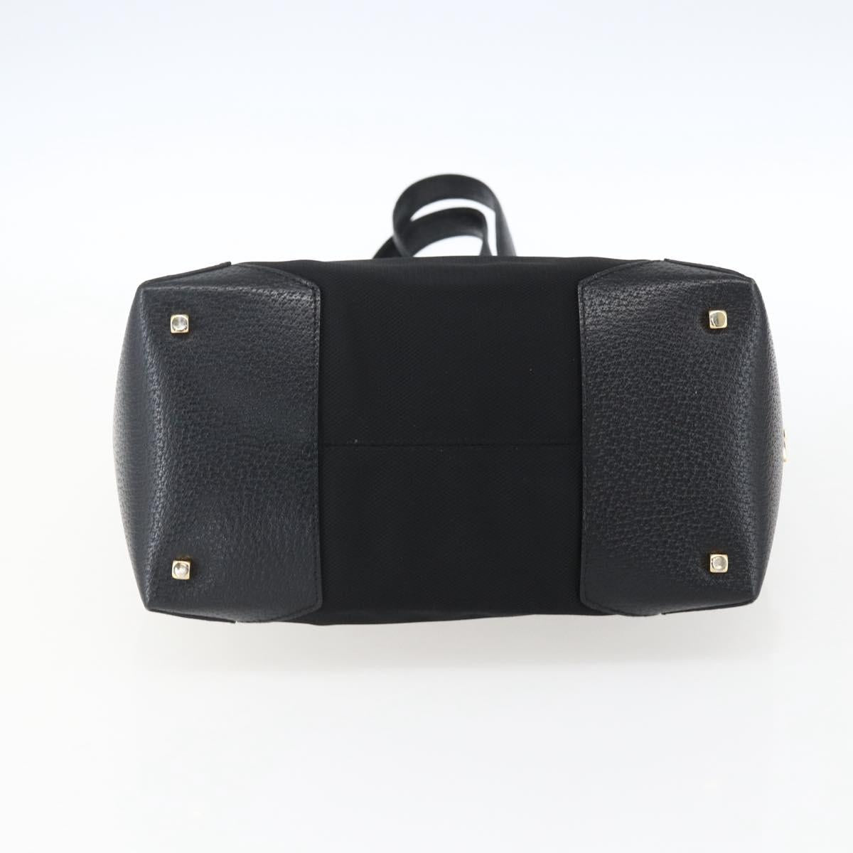 Salvatore Ferragamo Tote Bag Canvas Black Gold Auth bs33228