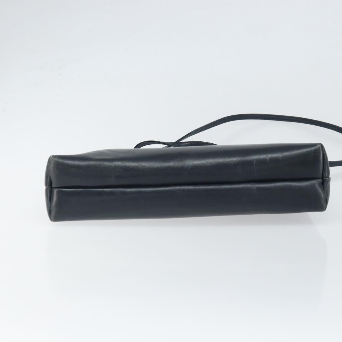 Salvatore Ferragamo Shoulder Bag Leather Navy Gold Auth bs33229