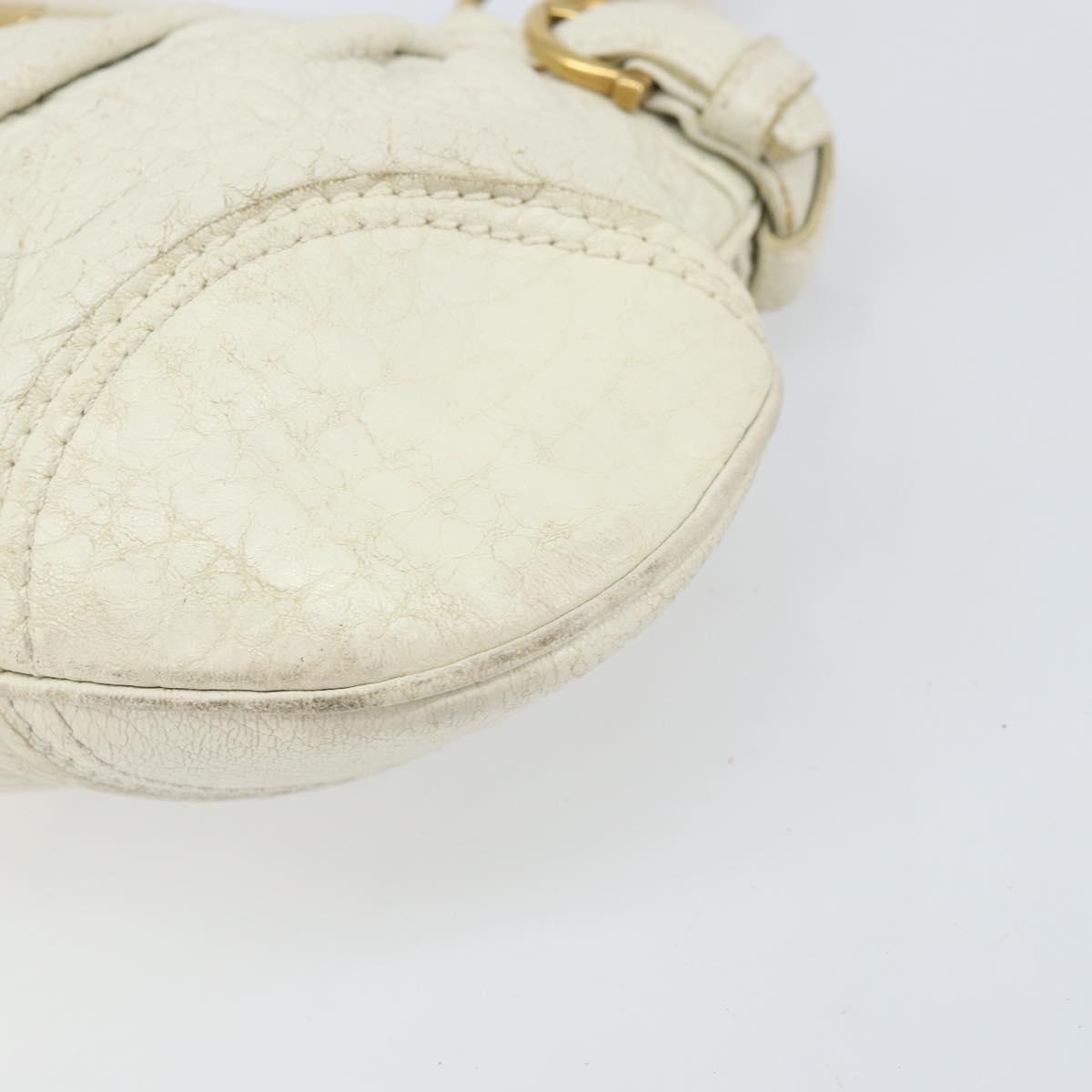 Salvatore Ferragamo Hand Bag Leather White Gold Auth bs33230