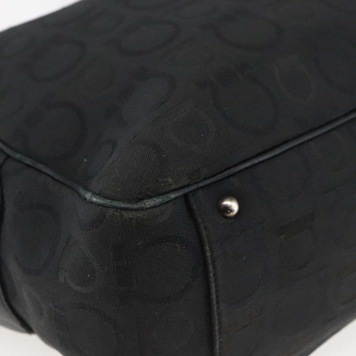 Salvatore Ferragamo Tote Bag Canvas Black Silver Auth bs33236