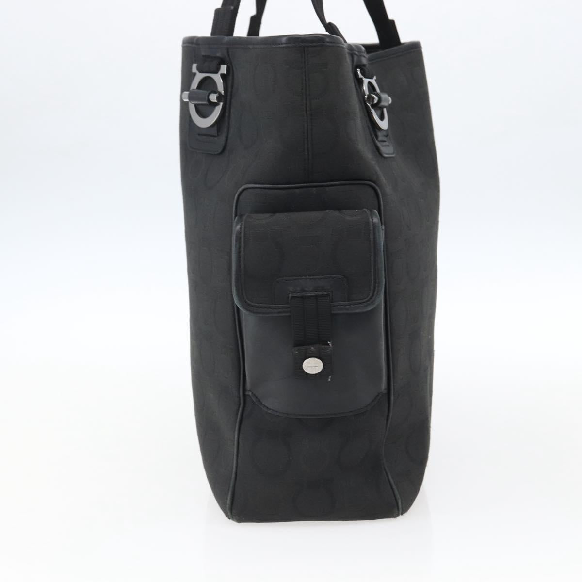 Salvatore Ferragamo Tote Bag Canvas Black Silver Auth bs33236