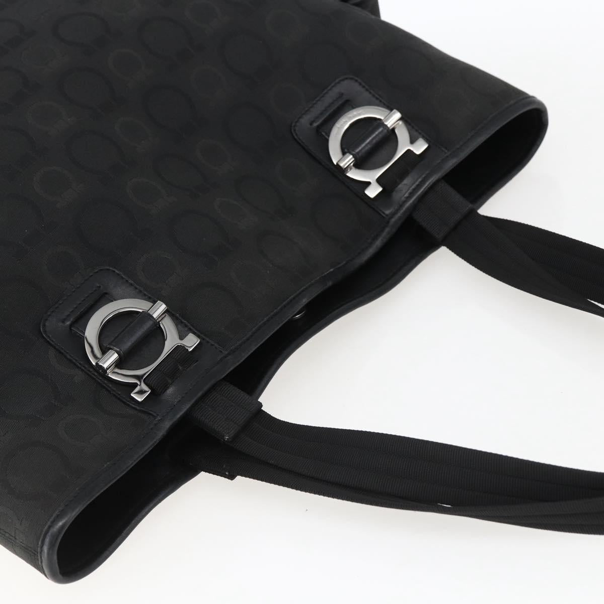 Salvatore Ferragamo Tote Bag Canvas Black Silver Auth bs33236